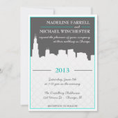 Modern Urban Chicago Skyline Wedding Invitation Kaart (Voorkant)