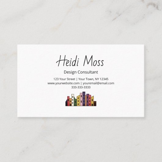 Modern Urban Design Consultant Colorful Skyline Visitekaartje (Voorkant)