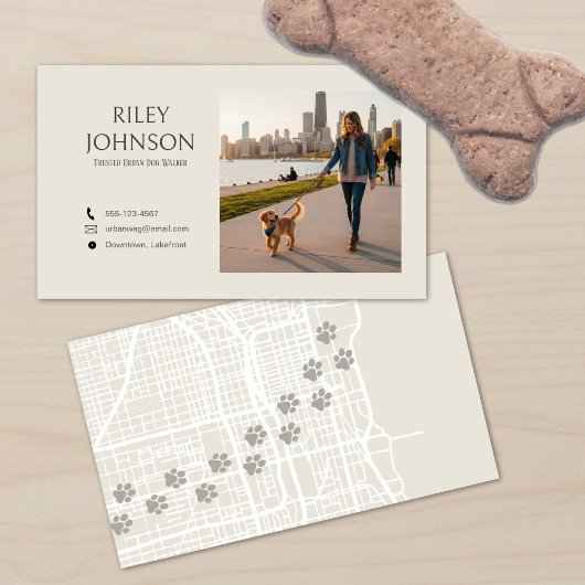 Modern Urban Dog Walker Business Card Visitekaartje