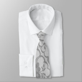 Modern Urban Gray Silver White Lace Stropdas