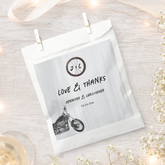 Modern Urban Motorcycle Adventure Theme Wedding Bedankzakje (Geknipt)