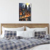 Modern Urban Nightscape – City Skyline bij Dusk Ar Canvas Afdruk (Insitu (Slaapkamer))
