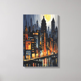 Modern Urban Nightscape – City Skyline bij Dusk Ar Canvas Afdruk