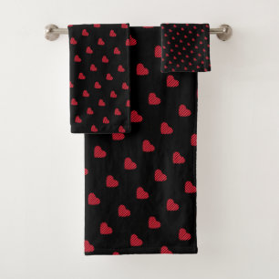 Modern Urban Red Hearts patroon Bad Handdoek