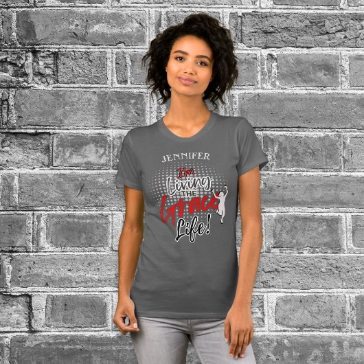 Modern Urban Script Grace Life Monogram Winnaar T-shirt