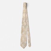 Modern Urban Sepia Gold Beige White Lace Stropdas (Voorkant)