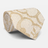 Modern Urban Sepia Gold Beige White Lace Stropdas (Opgerold)