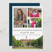 Modern Urbana Champaign 3 Photo Collage Afstuderen Aankondiging (Voorkant / Achterkant)