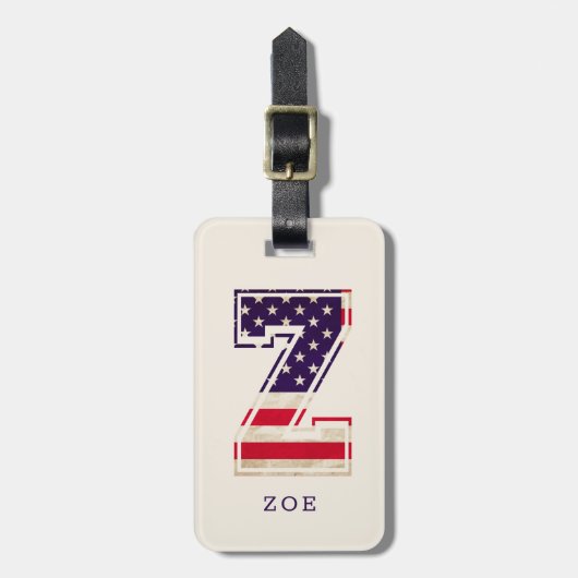 Modern USA Flag Monogram Z Bagagelabel (Voorkant verticaal)