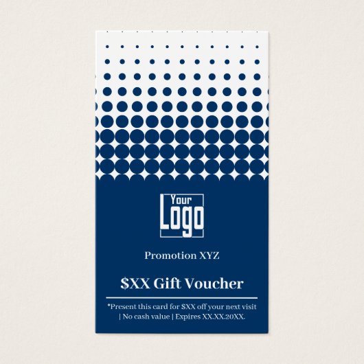 Modern Uw Promotie Blauw Wit Cadeaubon Kaart (Voorkant)