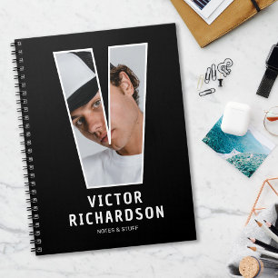 Modern 'V' Foto Initiaal Monogram Notitieboek