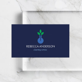 Modern Vaas Logo Cleaning Service Donkerblauw Visitekaartje