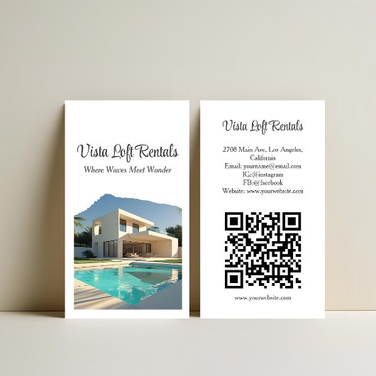 Modern Vacation Rental Guest House Photo QR Code Visitekaartje