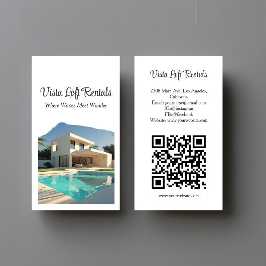 Modern Vacation Rental Guest House Photo QR Code Visitekaartje