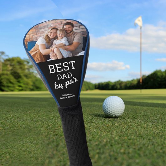 Modern Vaderdag Best Dad van Par Custom Photo Golfheadcover