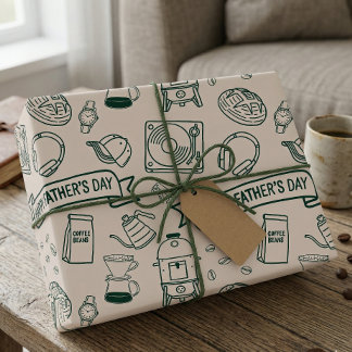 Modern Vaderdag Doodle Patroon Millennial Vader Cadeaupapier