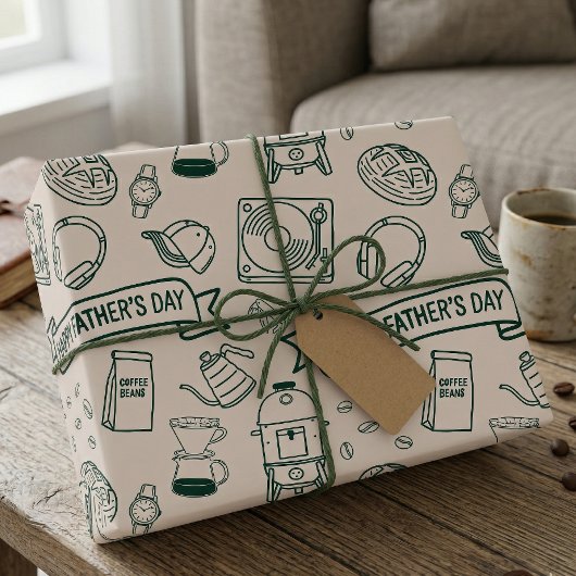 Modern Vaderdag Doodle Patroon Millennial Vader Cadeaupapier