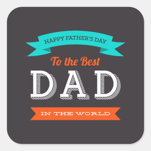 Modern Vaderdag Typografie Design Vierkante Sticker (Voorkant)