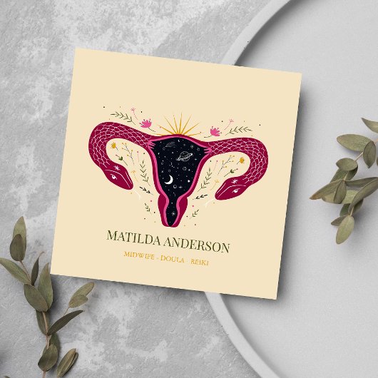 Modern Vagina Design Geboortecoach Verloskundige R Vierkante Visitekaartje