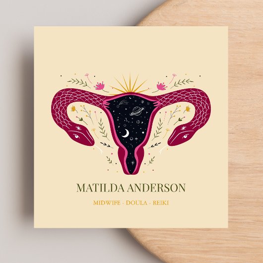 Modern Vagina Design Geboortecoach Verloskundige R Vierkante Visitekaartje