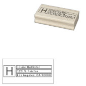 Modern vak monogram retouradres rubberstempel (Gestempeld)