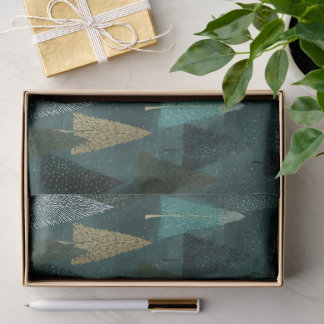 Modern Vakantie Groen & Goud Bomen Tissue Papier