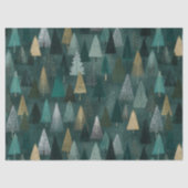 Modern Vakantie Groen & Goud Bomen Tissue Papier (Voorkant)