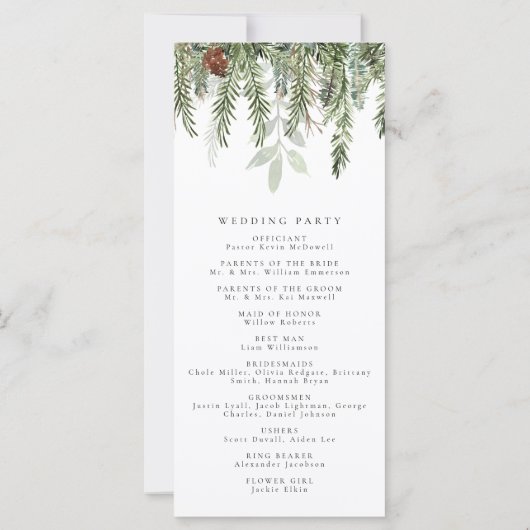 Modern vakantie huwelijksceremonie programma (Achterkant)