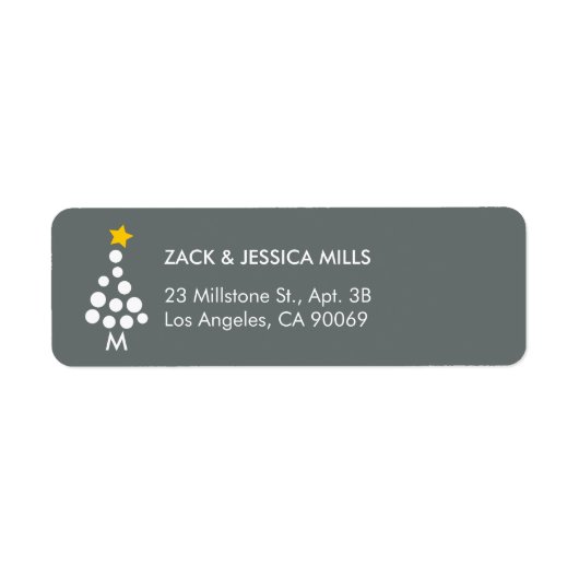 Modern vakantie monogram retour adres label (Voorkant)