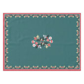 Modern Vakantie Rood Goud & Zilver Ornamenten Blau Tafelkleed (Voorkant (Horizontaal))