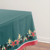 Modern Vakantie Rood Goud & Zilver Ornamenten Blau Tafelkleed (Voorbeeld)