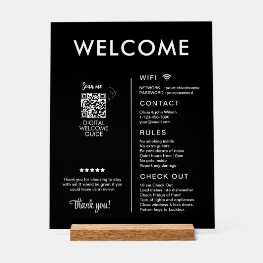 Modern vakantiehuis Welkom Acryl Bord (Voorkant)