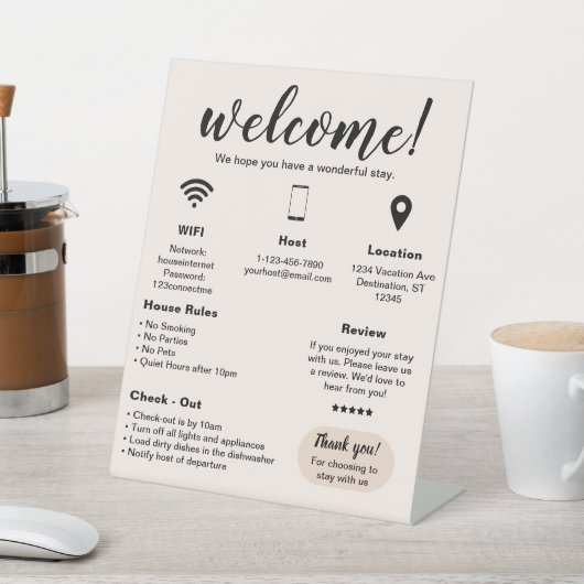 Modern vakantiehuis Welkom Reclamebord Met Voetstuk (Insitu)