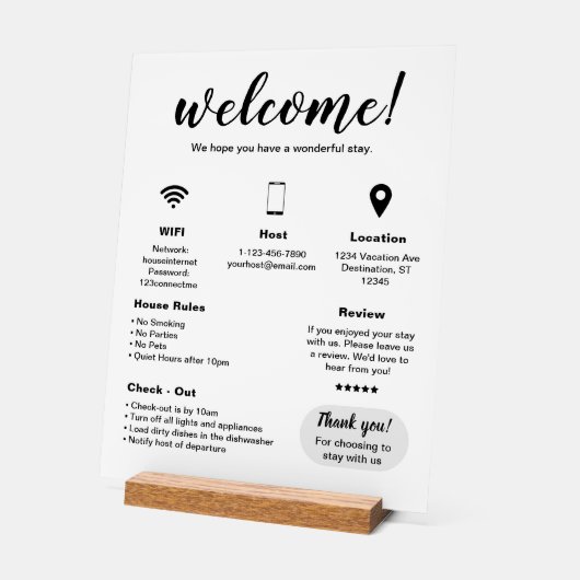 Modern Vakantiehuis Welkom Teken Acryl Bord (Hoek)