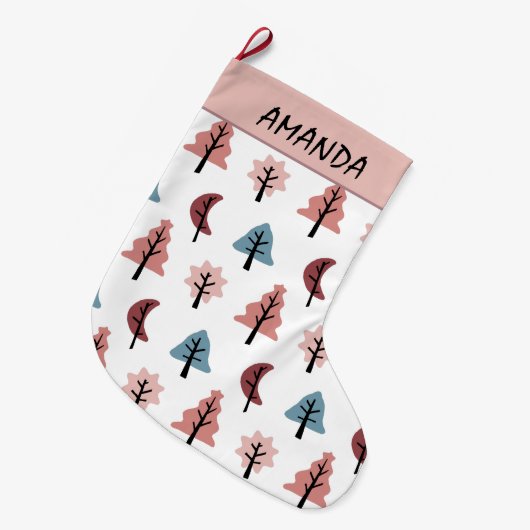 Modern Vakantiepatroon - Cookie Cutter Name Grote Kerstsok (Voorkant (Hangend))