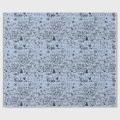 Modern vakantiewoord Art Blue Christmas Cadeaupapier (Vlak)