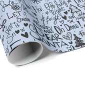 Modern vakantiewoord Art Blue Christmas Cadeaupapier (Rol Hoek)