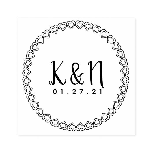 Modern Valentijns Initieel Logo Trouwstempel Rubberstempel (Afrduk)