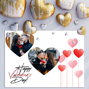 Modern Valentijnsdag Paar liefde Hart Foto Chic Feestdagenkaart
