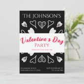 Modern Valentijnsdag Party Hearts Zwart-wit Kaart (Staand voorkant)