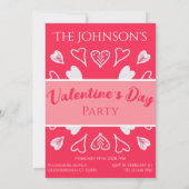 Modern Valentijnsdag Party Roze Kaart (Achterkant)