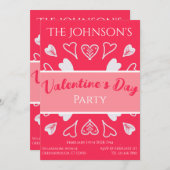 Modern Valentijnsdag Party Roze Kaart (Voorkant / Achterkant)