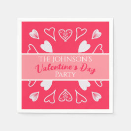 Modern Valentijnsdag Party Roze Servet