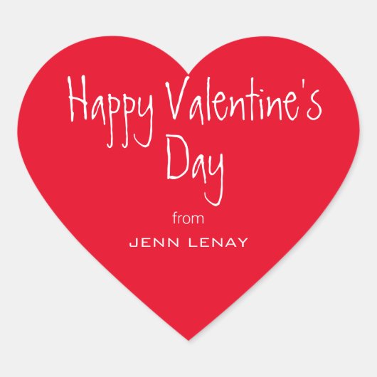 Modern Valentijnsdag rood hart gepersonaliseerd Hart Sticker (Voorkant)