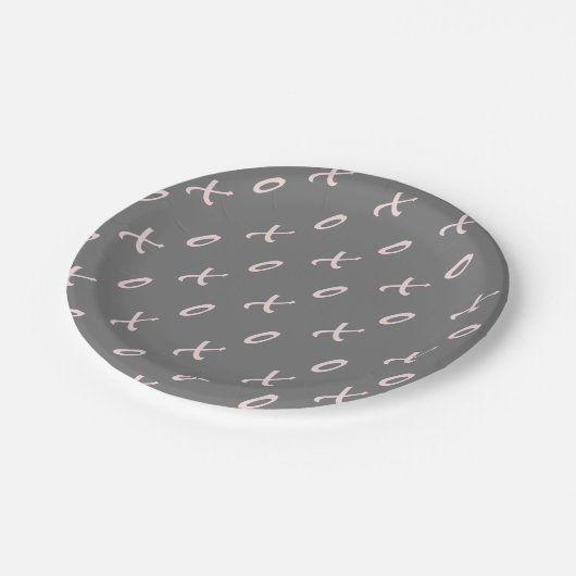 Modern Valentijnsdag X- en O-patroon Papieren Bordje (Gekanteld)