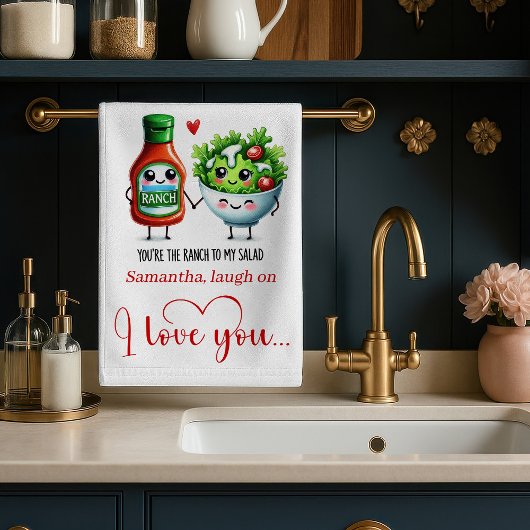 Modern Valentine Funny Food Kitchen Towel Theedoek