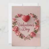 Modern Valentine’s Day Card – Red Heart & Flower Kaart (Voorkant)