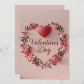 Modern Valentine’s Day Card – Red Heart & Flower Kaart (Voorkant / Achterkant)