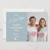 Modern Valentine’s Day Photo Card  Light Blue Gray Bedankkaart (Voorkant)