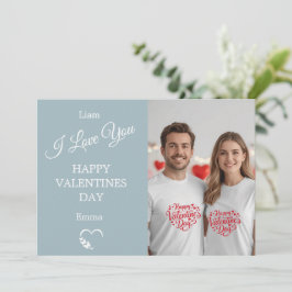 Modern Valentine’s Day Photo Card  Light Blue Gray Bedankkaart